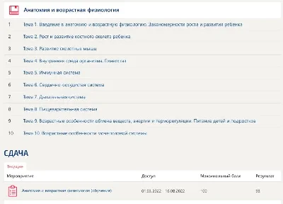 АНАТОМИЯ И ВОЗРАСТНАЯ ФИЗИОЛОГИЯ (СИНЕРГИЯ ВСЕ ОТВЕТЫ)