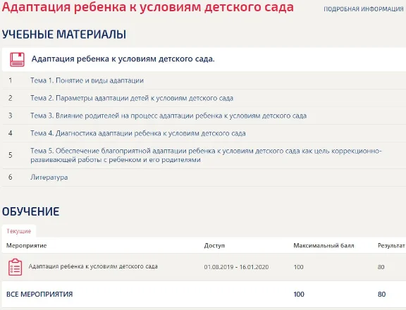 Адаптация ребенка к условиям дет. сада ответы Синергия