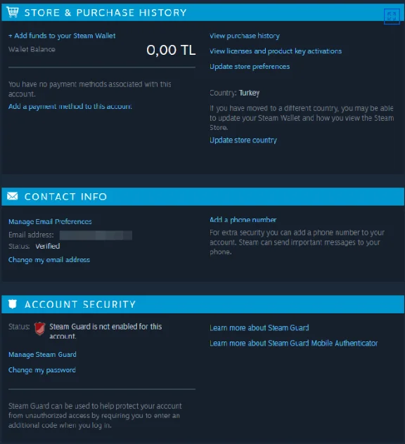 НОВЫЙ ТУРЕЦКИЙ СТИМ / STEAM АККАУНТ (Регион Турция)