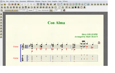 CON ALMA by Dizzy GILLESPIE for 6-string guitar
