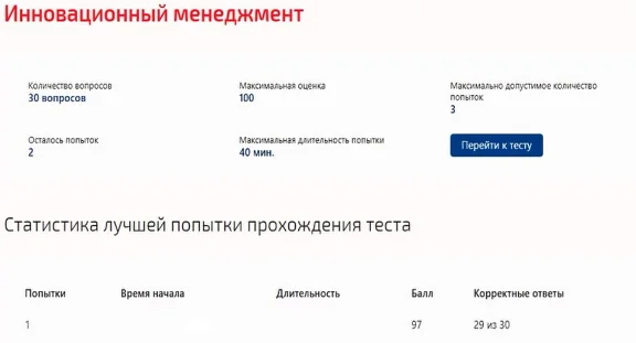 Инновационный менеджмент Ответы Синергия тест 2024