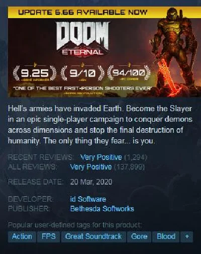 Doom Eternal Deluxe Edition (Steam Key / Global)