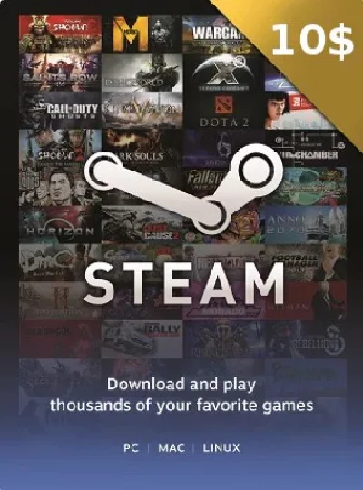 ✅ Steam Wallet Gift Card - $10 USD (USA)  💳 0 %