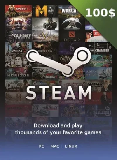 ✅ Steam Wallet Gift Card - $100 USD (USA)  💳 0 %