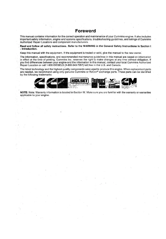 Repair and maintenance of CUMMINS QSC8.3 AND QSL9