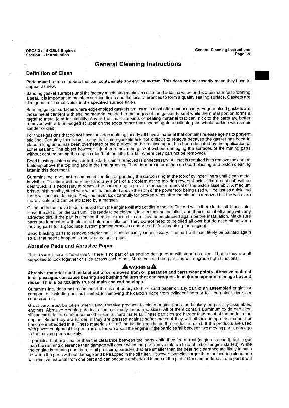 Repair and maintenance of CUMMINS QSC8.3 AND QSL9