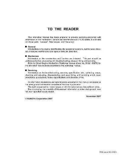 Ремонт и эксплуатация KUBOTA V3307DI-E3B