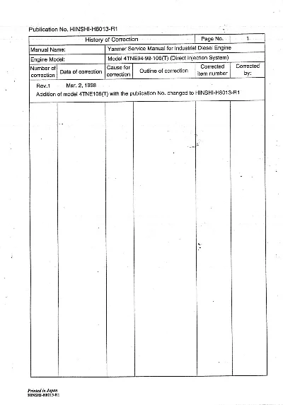 Repair and maintenance YANMAR 4TNE94, 98, 106
