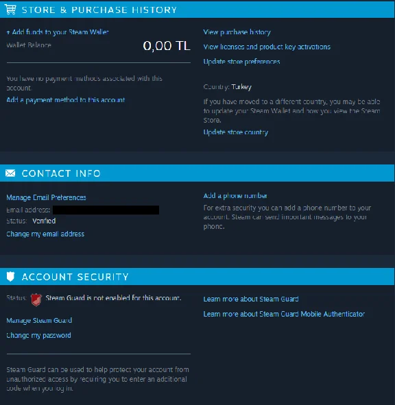 🔥Turkey Region Steam Account🚀Full Access (Auto Issue)