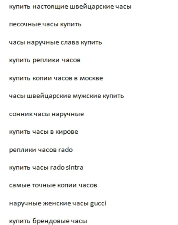 Ключевики на тему "ЧАСЫ" 6500 слов