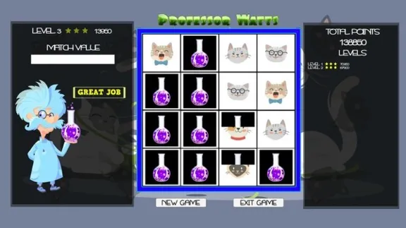 Professor Watts Memory Match Cats STEAM KEY + 🎁