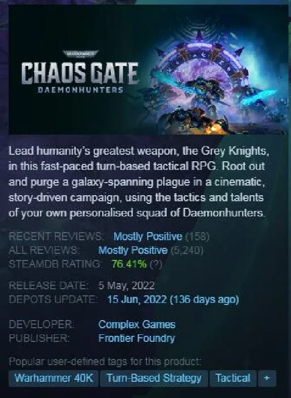 Warhammer 40,000: Chaos Gate - Daemonhunters GLOBAL KEY