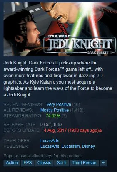 Star Wars Jedi Knight: Dark Forces II (Steam KEY RU）