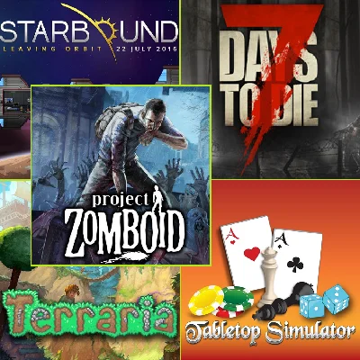 5 GAMES✅Project Zomboid✅7 Days to Die✅Terraria✅Tabletop
