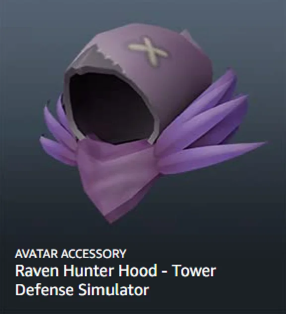 Key 🔑 Roblox: Raven Hunter Hood 🟣