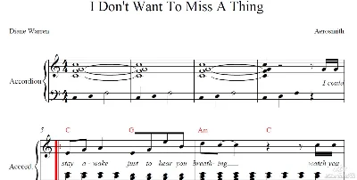I don´t want to miss a thing (aerosmith) для аккордеона