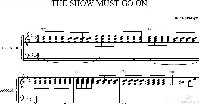 SHOW MUST GO ON (QUEEN) for accordion / accordion / pia