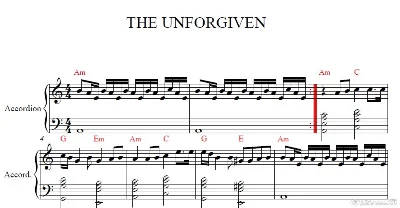 UNFORGIVEN (METALIKA) Music for accordion / piano