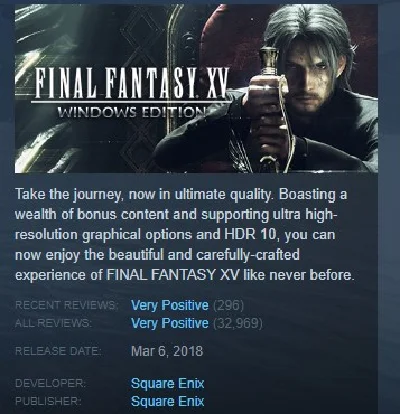 FINAL FANTASY XV WINDOWS EDITION 💎 STEAM KEY GLOBAL