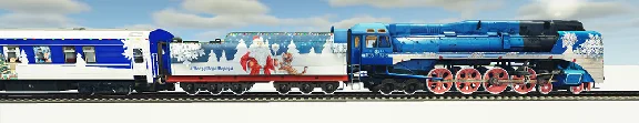 Steam locomotive P36 with two cars (Santa Claus train)