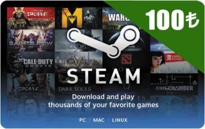 ⚫Steam Wallet ⚡️ Gift Card - 100 TL (Turkey)  No fee