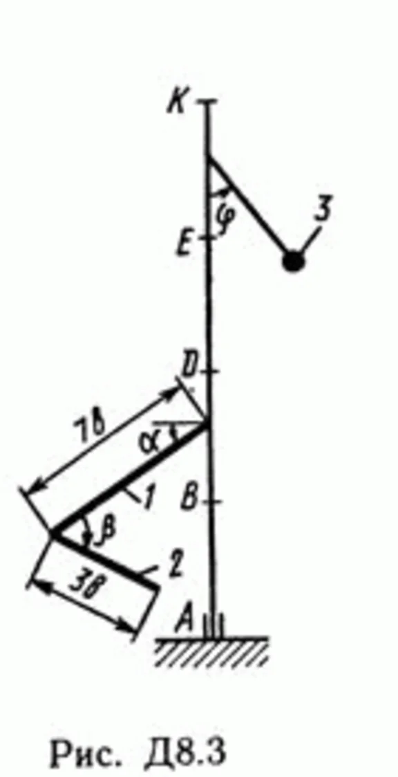 Решение задачи Д8 В31 (рис 3 усл 1) теормех Тарг 1989 г