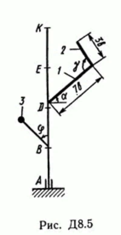 Решение задачи Д8 В58 (рис 5 усл 8) теормех Тарг 1989 г