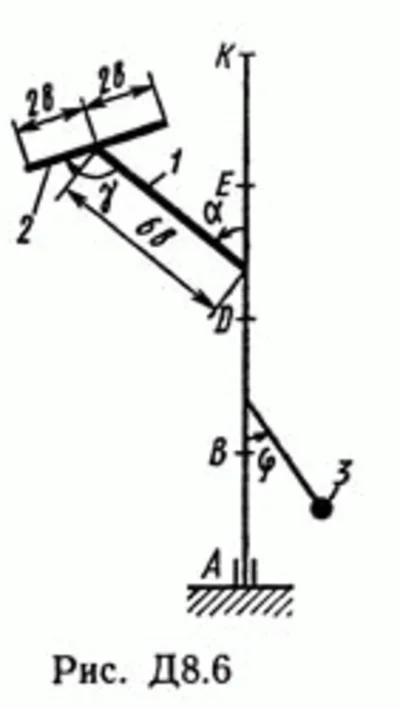 Решение задачи Д8 В61 (рис 6 усл 1) теормех Тарг 1989 г