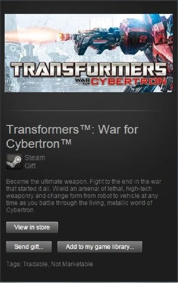 Transformers: War for Cybertron STEAM Gift  Region Free