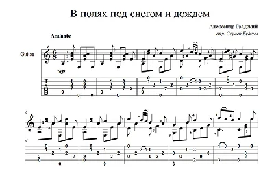 In the fields under snow and rain(A. Gradsky)for guitar