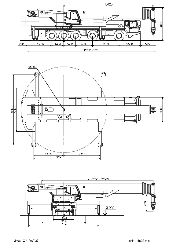 Чертеж крана ZOOMLION QY160V633 (динамический блок)