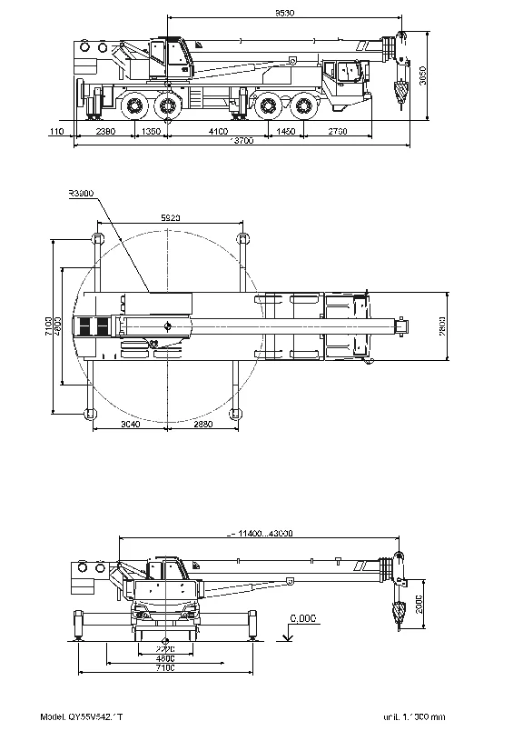 Crane drawing ZOOMLION QY55V542 (dynamic block)