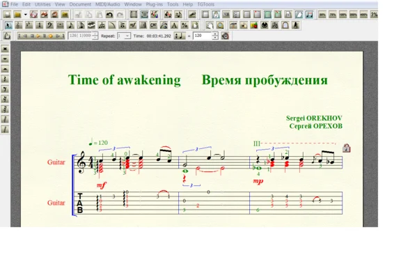 TIME OF AWAKENING by Orekhov for 6-string guitar
