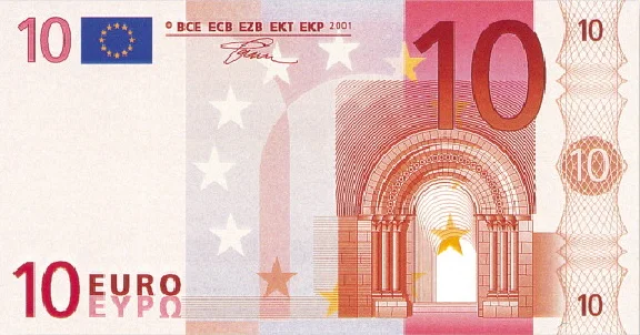 Scanned images 5,10,20,50,100,200,500 Euro nominal value.