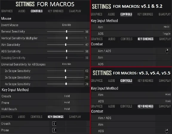 PUBG - all AR caliber 5.56 - macros v5.1, v5.2 - bloody