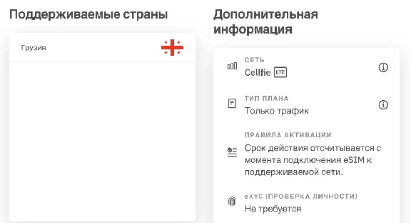 eSIM - Туристическая  - Грузия