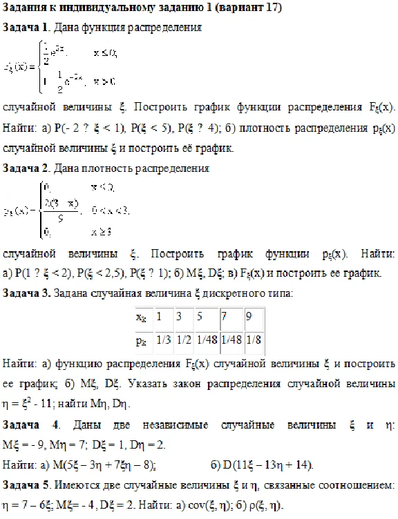 Теория вероятности, вариант 17 (ОГУ)