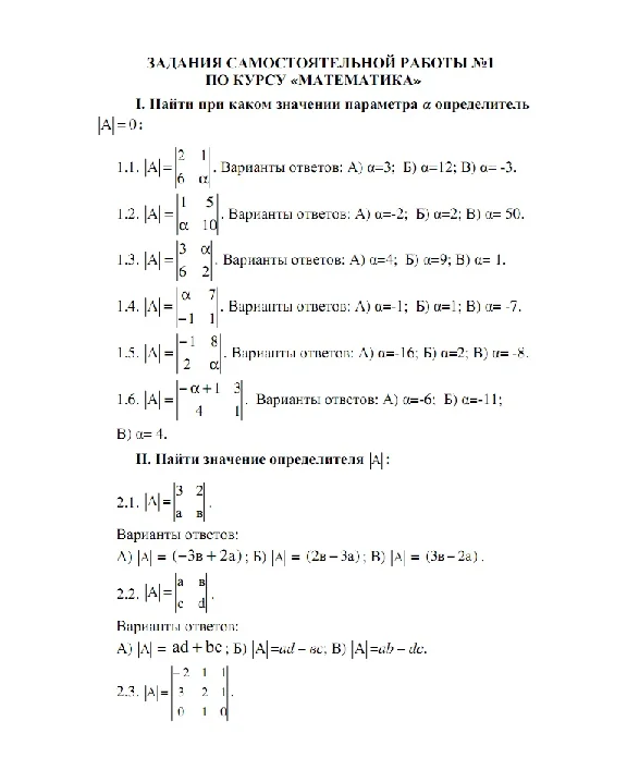 RFEI Mathematics, Independent work №1