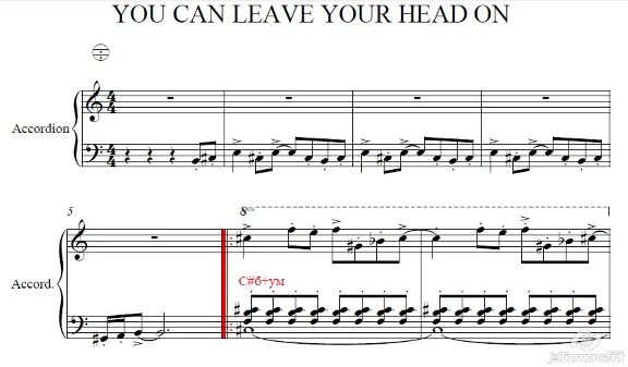 You Can Leave Your Head on (accordion)