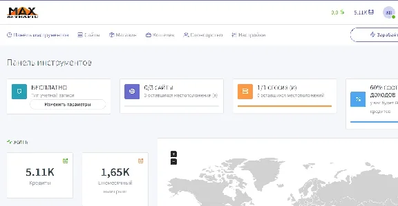 Maxdetrafic.com French AAS, balance 5 100 Credits