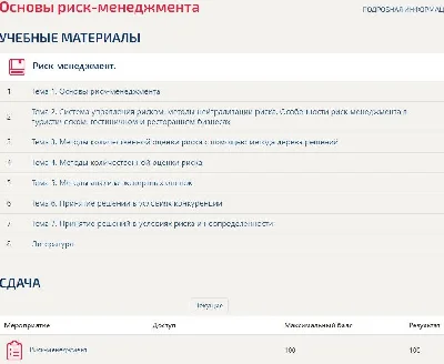 Основы риск-менеджмента Синергия ответы Риск-менеджмент