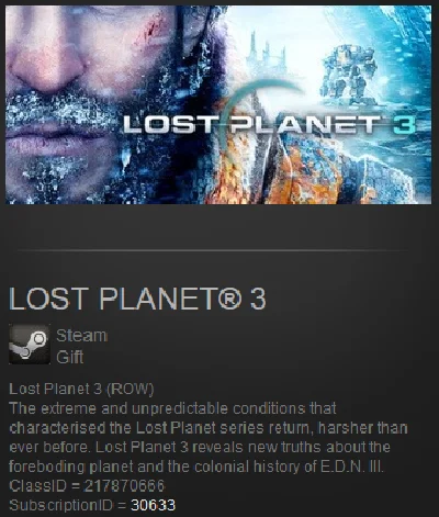 Lost Planet 3 (Steam Gift ROW / Region Free)