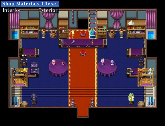 RPG Maker MZ - Shop Materials Tileset - Interior / Exte