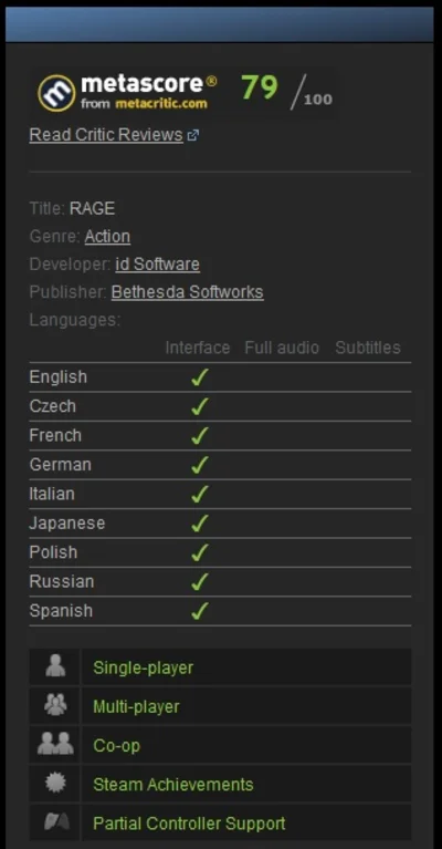 RAGE (Steam Gift / ROW/ Region Free)