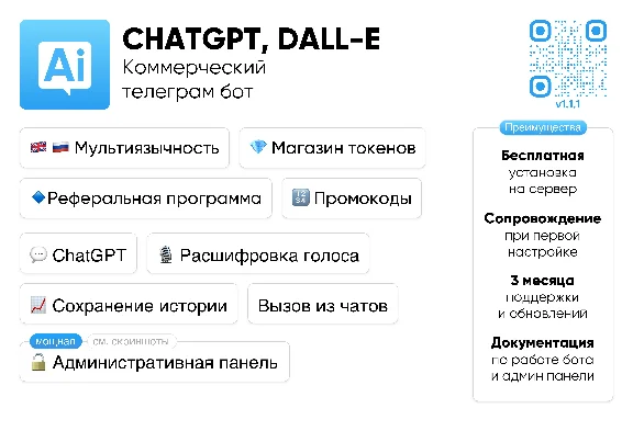 Commercial Telegram Bot ChatGPT, DALL-E, admin panel