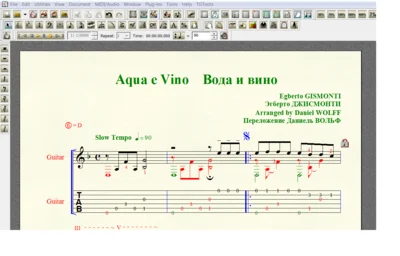 AQUA E VINO  by Egberto GISMONTI for 6-string guitar