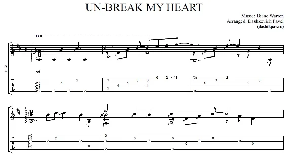 Unbreak My Heart (Toni Braxton)-ноты и табы для гитары