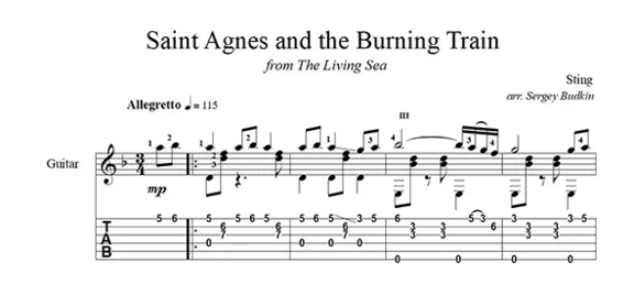 Saint Agnes and the Burning Train (Sting) guitar cover