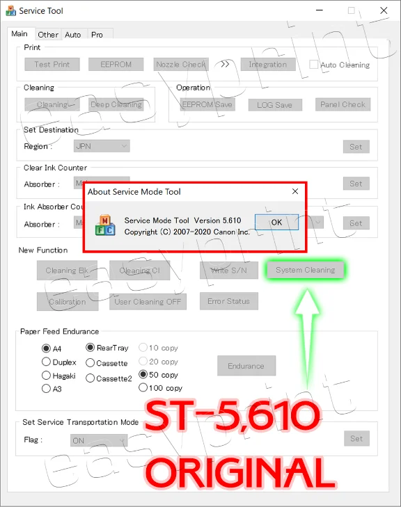 RESET CANON PRINTER - ORIGINAL CANON SERVICE TOOL V5610