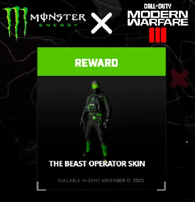 🚀🌎THE BEAST OPERATOR SKIN MONSTER ENERGY / COD MW 3